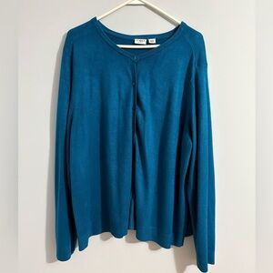 Cato Womens Sweater Size 22/24W Cardigan Button Teal Blue Long Sleeve